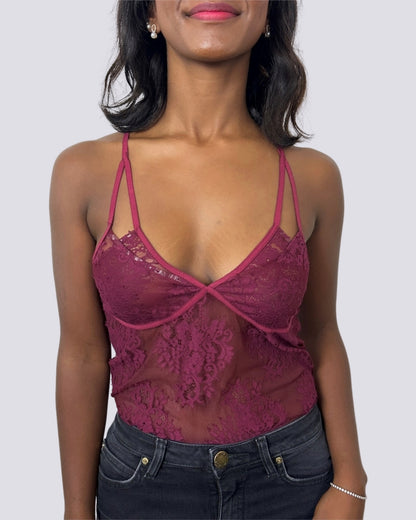 Body in pizzo bordeaux