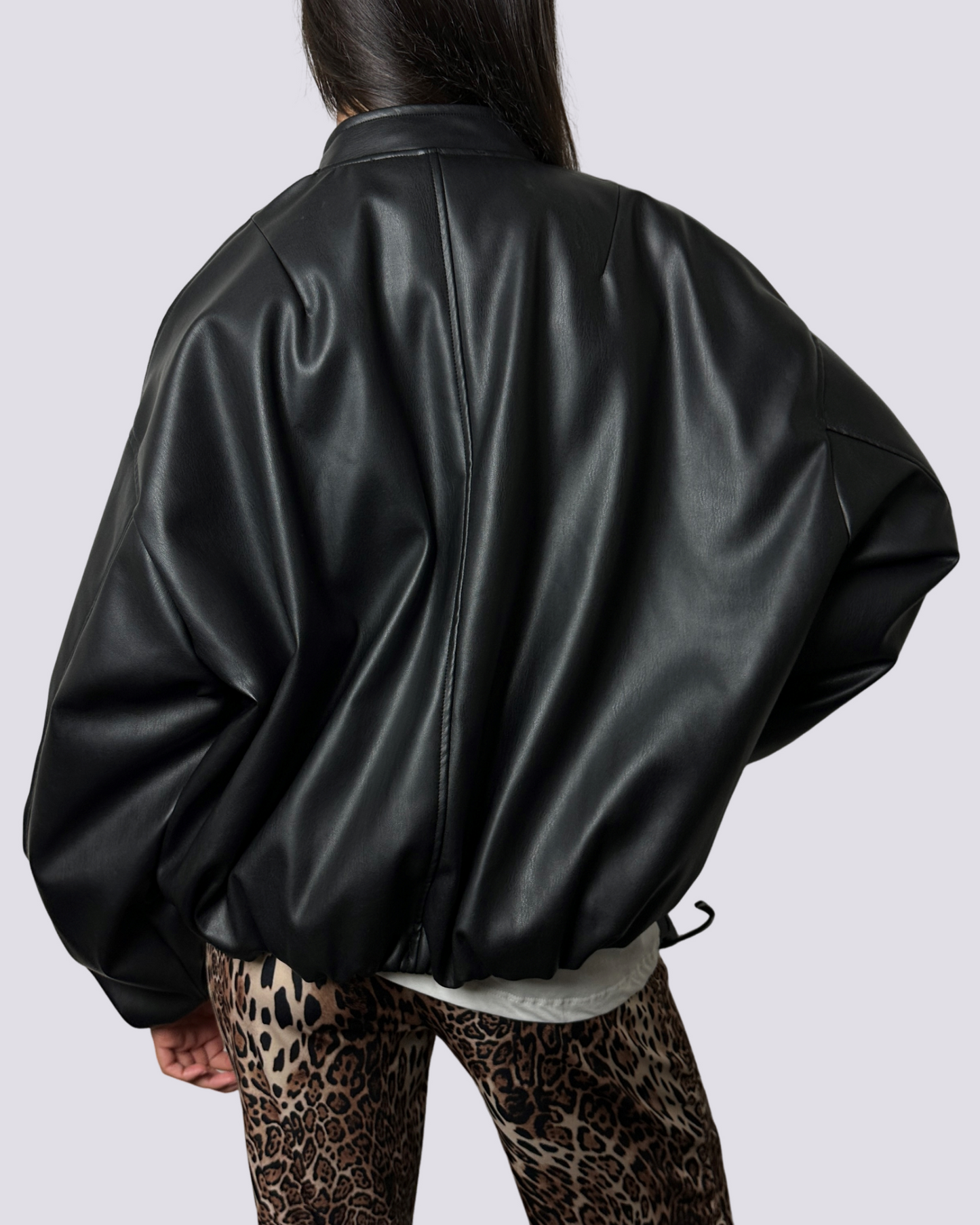 Giacca Bomber in ecopelle nero