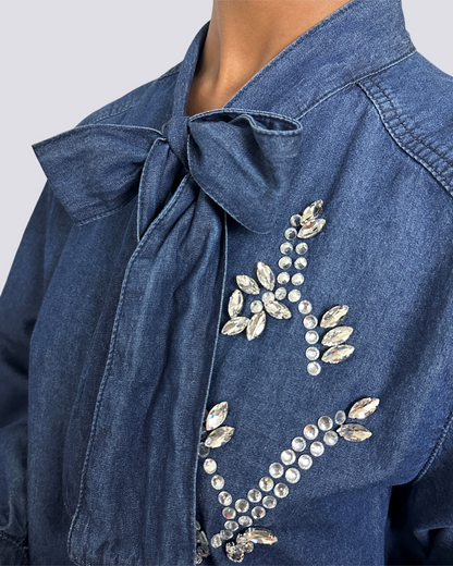 Camicia in denim con strass