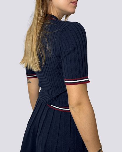 Maglia polo in filo viscosa blu