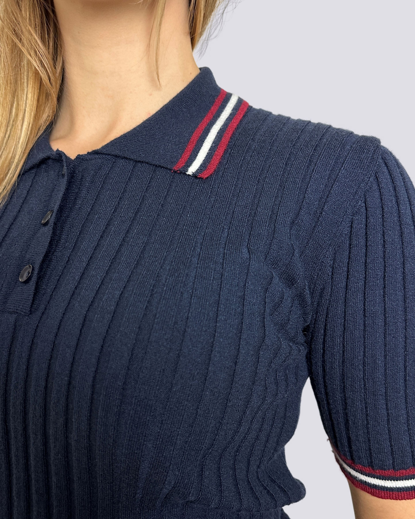 Maglia polo in filo viscosa blu