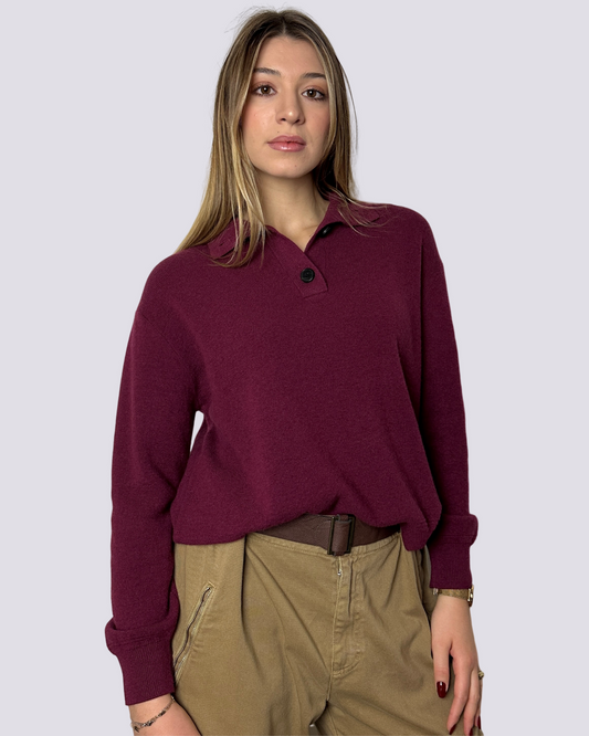 Maglia con colletto bordeaux