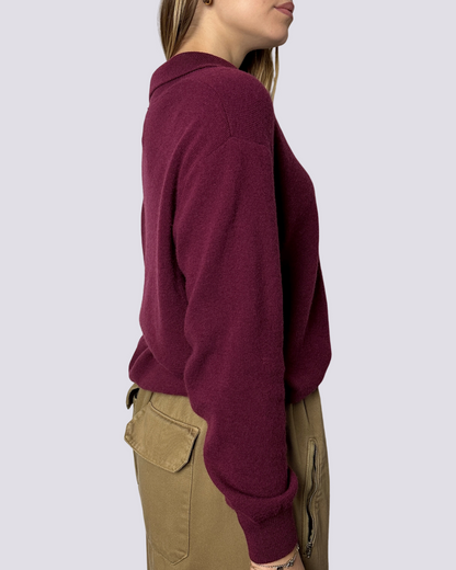 Maglia con colletto bordeaux