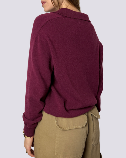 Maglia con colletto bordeaux