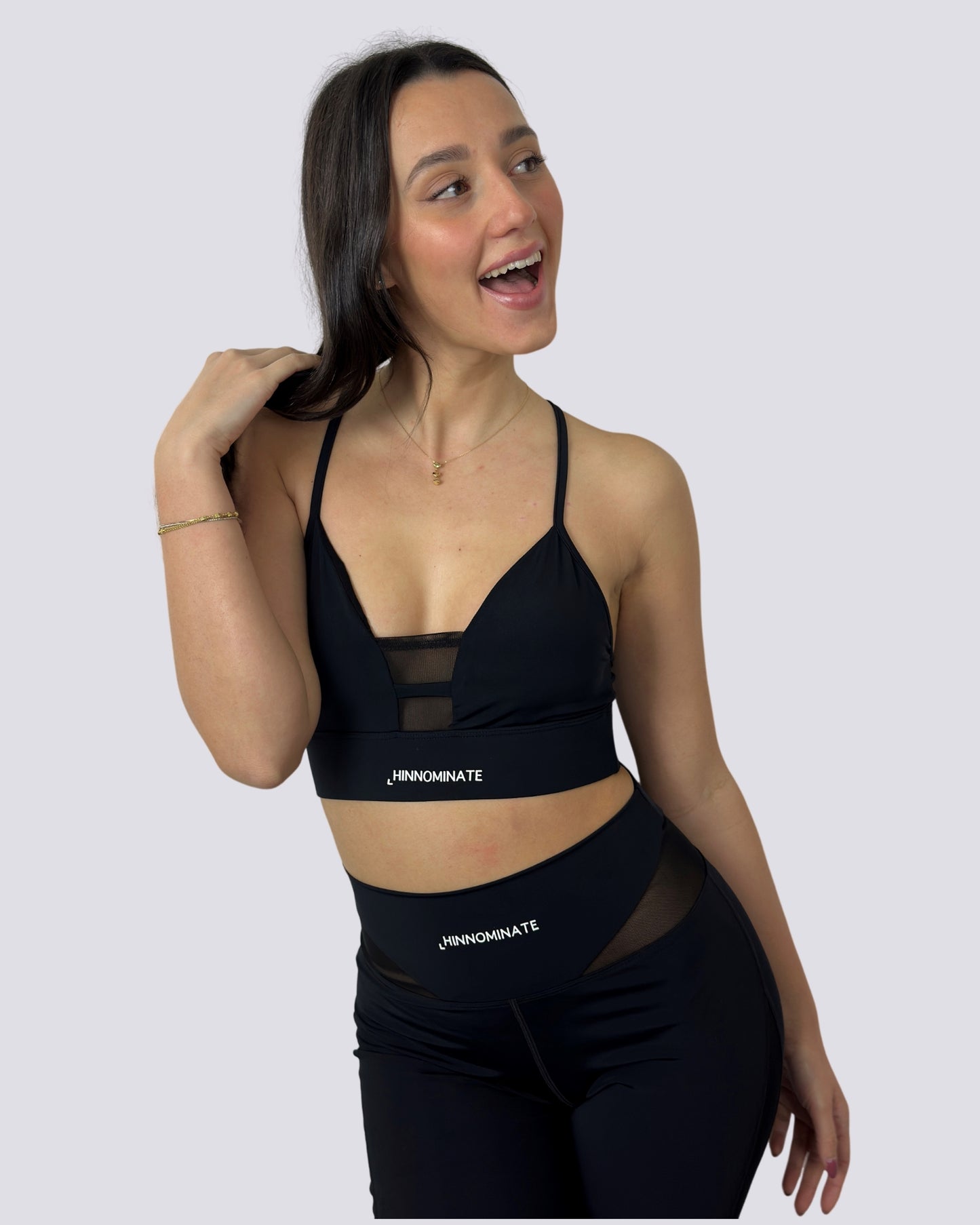 Hinnominate Crop Top con Tulle Nero