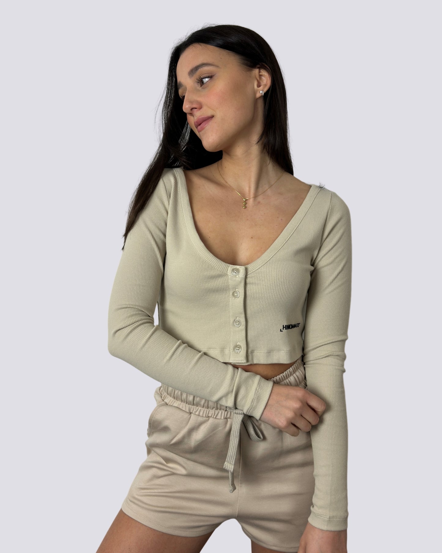 Hinnominate Maglia con Bottoni Beige