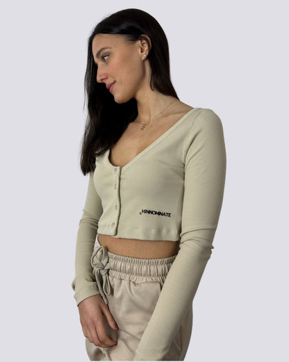 Hinnominate Maglia con Bottoni Beige