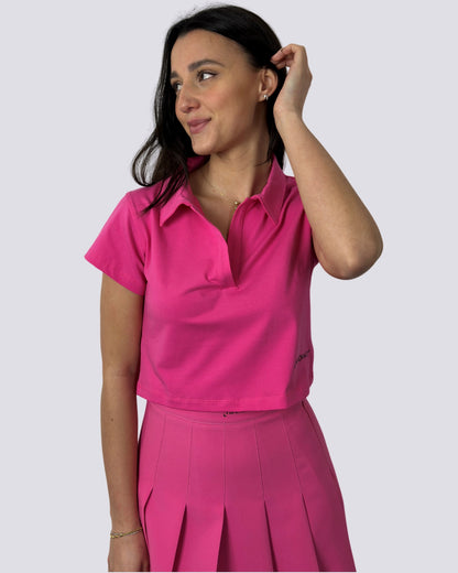 Hinnominate Maglia Polo Crop Fucsia