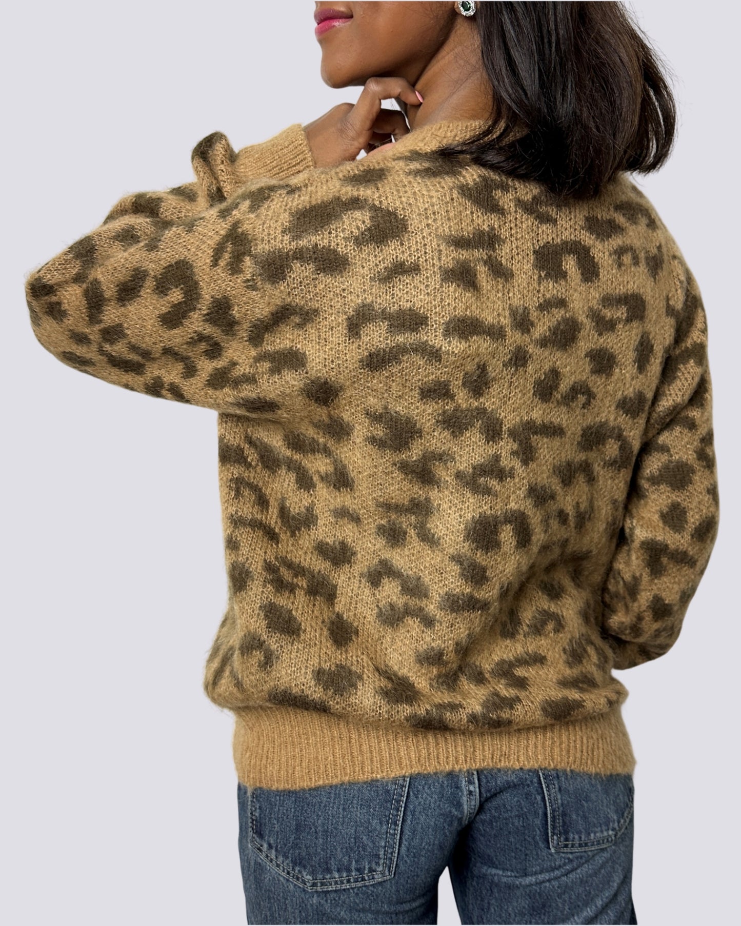 Maglione animalier cammello