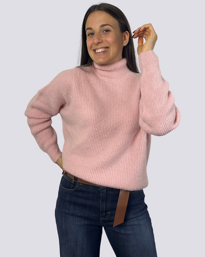 Maglione con collo alto Rosa