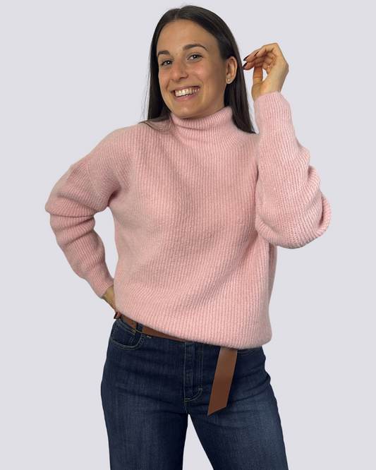 Maglione con collo alto Rosa