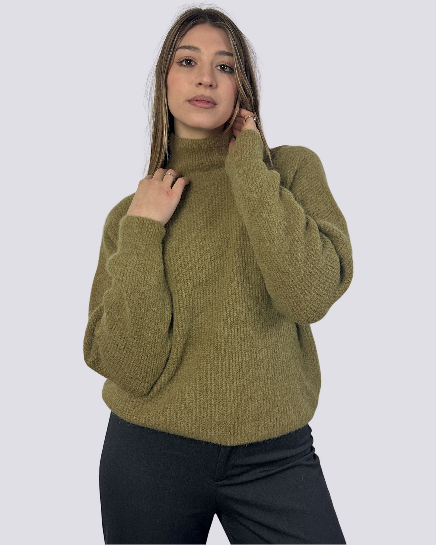 Maglione con collo alto Verde