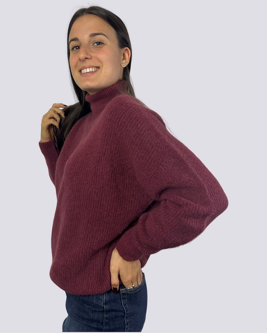 Maglione con collo alto Bordeaux