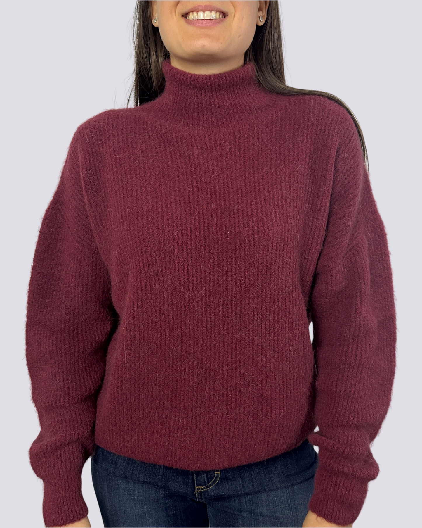 Maglione con collo alto Bordeaux